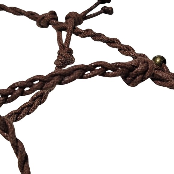 Vintage Heart Pendant Necklace Brown Braided Cord Antique Brass Filigree Charm - Picture 4 of 6